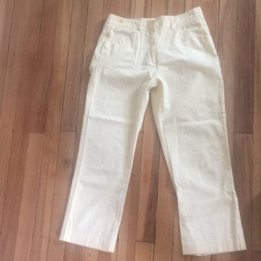 Pale yellow/white seersucker capris LILLY PULITZER size 4 - Picture 7 of 10